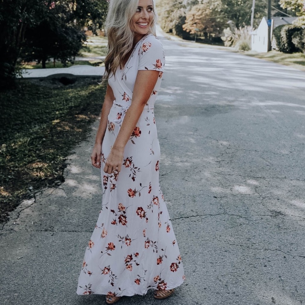 Pink Floral Wrap Maxi